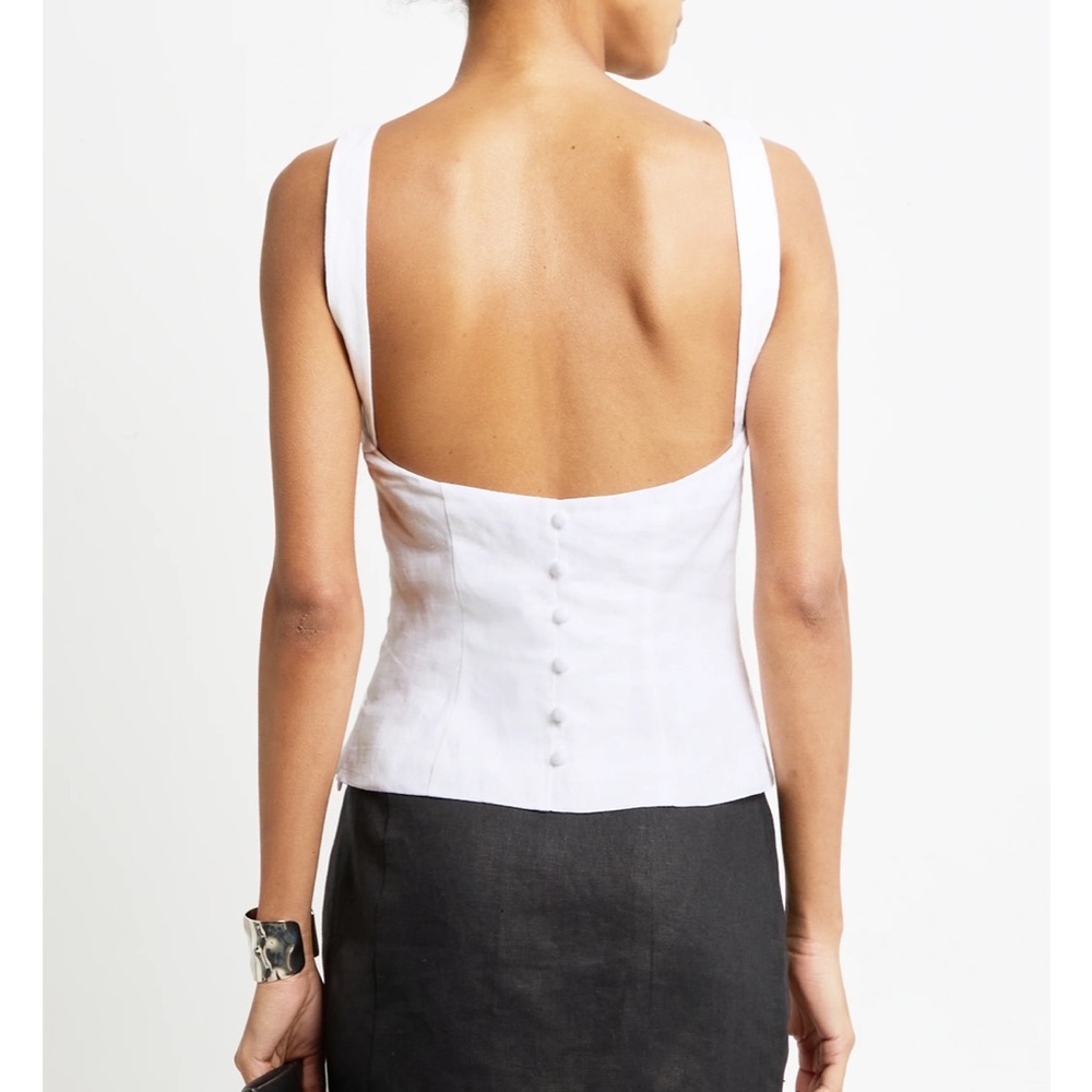 Reformation White Linen Tank Top